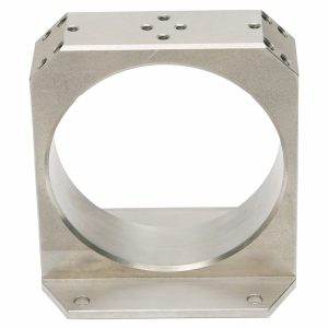 Precision CNC Machined Aluminum Bearing Housing with Flanged Base for Motor and Shaft Support