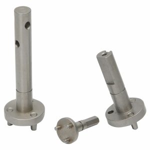 CNC Machined Stainless Steel Flanged Shaft with Three Locating Pins for Assembly Fixtures