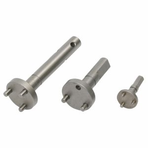 CNC Machined Stainless Steel Flanged Shaft with Three Locating Pins for Assembly Fixtures