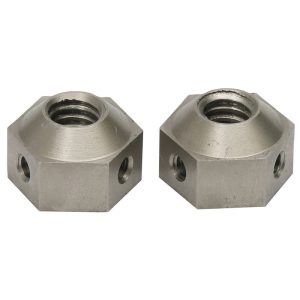 Custom CNC Machined Hex Threaded Locking Block with Set Screw Holes for Mechanical Assembly