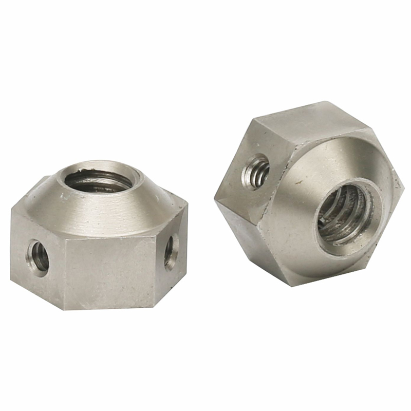 Custom CNC Machined Hex Threaded Locking Block with Set Screw Holes for Mechanical Assembly - Image 2