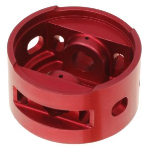 CNC Machined Red Anodized Aluminum 6061 Brushless Motor Housing / Rotor Bell for RC Hobby & UAV Lightweight Applications