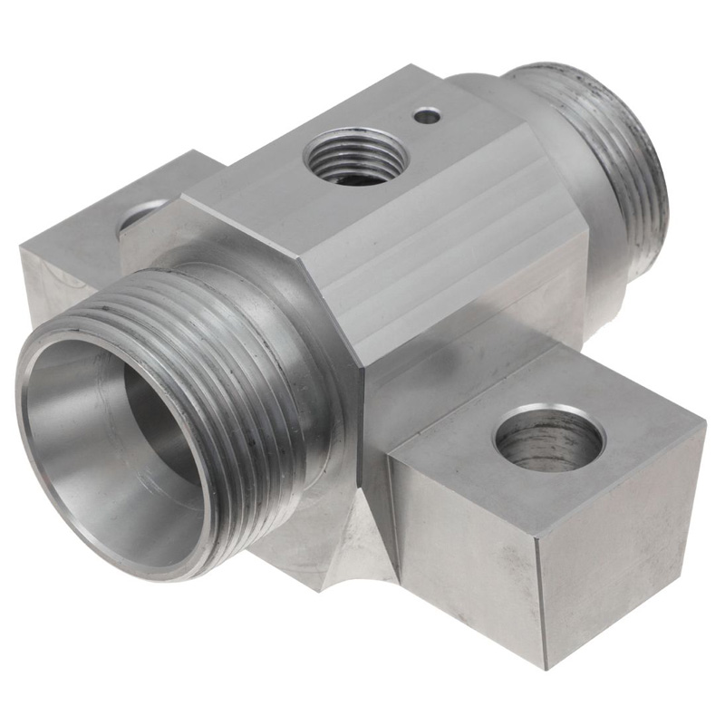 CNC Machined Aluminum Pneumatic Valve Body / Hydraulic Manifold Fitting with Mounting Flange and Sensor Port - Image 2