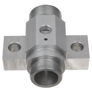 CNC Machined Aluminum Pneumatic Valve Body / Hydraulic Manifold Fitting with Mounting Flange and Sensor Port
