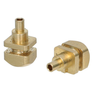 Custom CNC Turned Brass Hollow Fitting with Stepped Tubing End and Locating Square Block