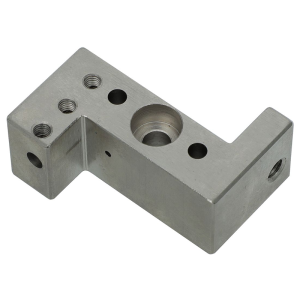 Custom CNC Machined Carbon Steel L-Shaped Stepped Mounting Bracket with Multi-Face Holes for Pneumatic Cylinder Stop & Automation Fixture