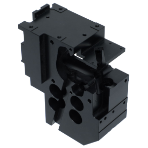 Custom 5-Axis CNC Machined Aluminum Module Housing – Black Anodized Multi-Axis Actuator Base for Semiconductor Dispensing & Optical Inspection