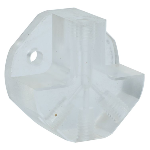 CNC machined transparent PMMA fluid manifold block with multi-threaded ports