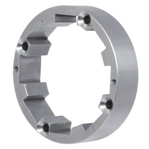 OEM CNC Turned & Milled Aluminum Positioning Ring with 4 Internal Locking Teeth, Through Holes & Side Threaded Holes