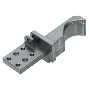 OEM CNC Machined Steel Support Bracket with Saddle Curve and Sensor Mounting Ears for Textile Embroidery Machine
