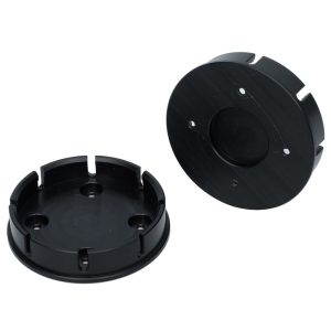 Custom Precision Circular Cover in Black Anodized Aluminum with Radial Slots for Robotics