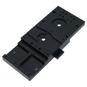 Custom CNC Machined Aluminum Precision Mounting Plate, Black Anodized, Automation Equipment Base Plate with Pockets and Threaded Holes.