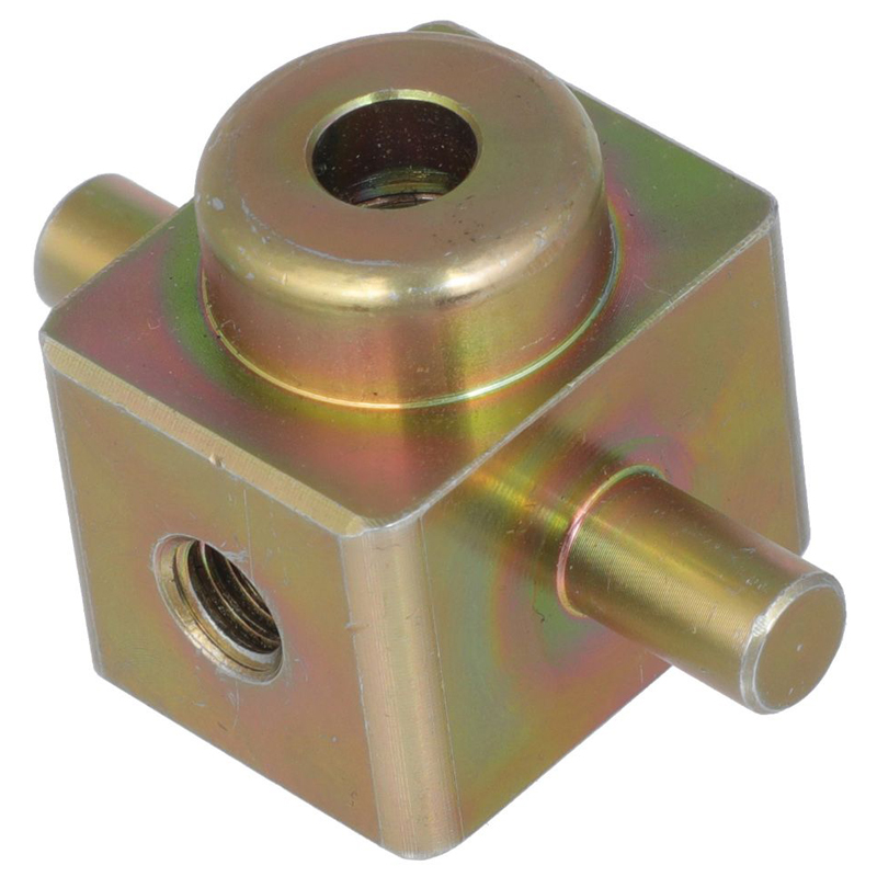 Custom CNC Machined Steel Mechanical Linkage Block with Integrated Pins and Threaded Holes - Image 3