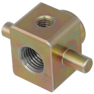 Custom CNC Machined Steel Mechanical Linkage Block with Integrated Pins and Threaded Holes
